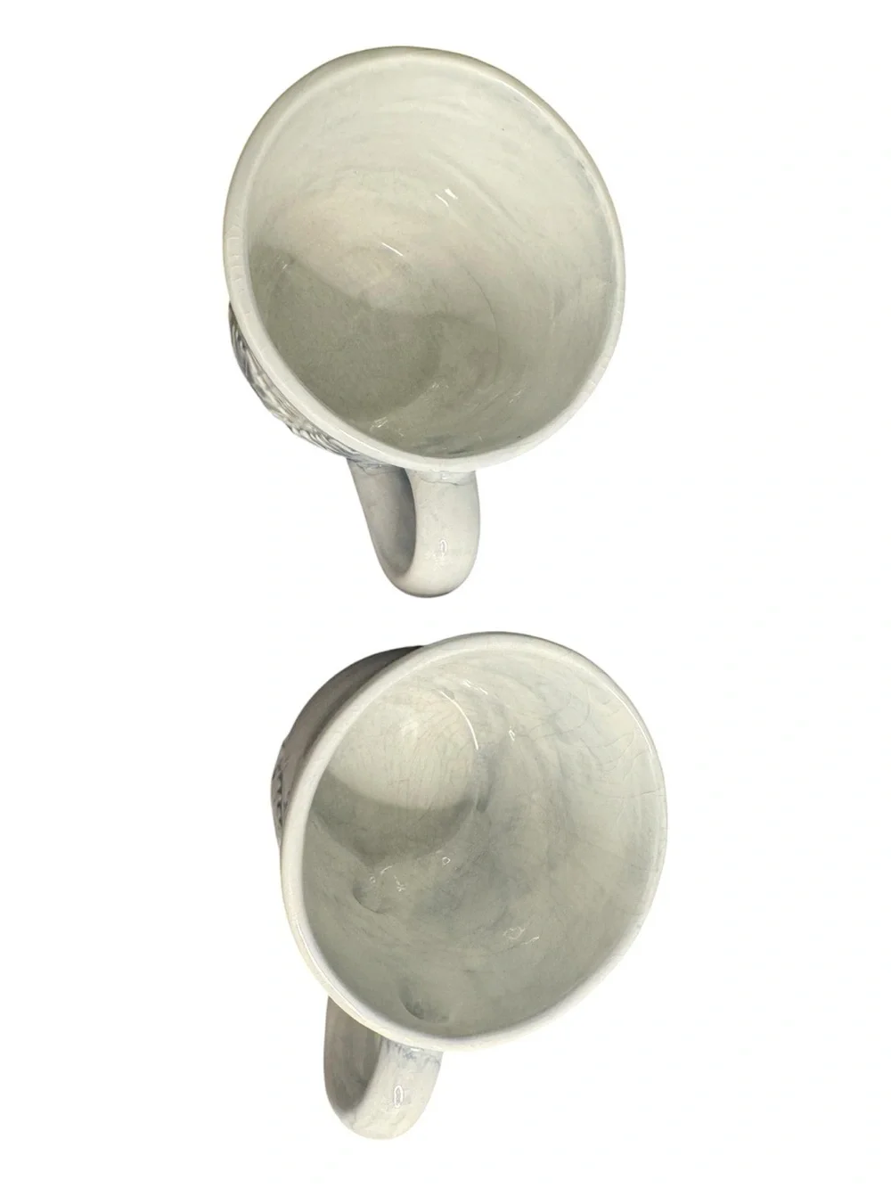 Williams Sonoma Napa Fog Blue Embossed Leaf Stoneware Mugs – Set of 2 – Made in